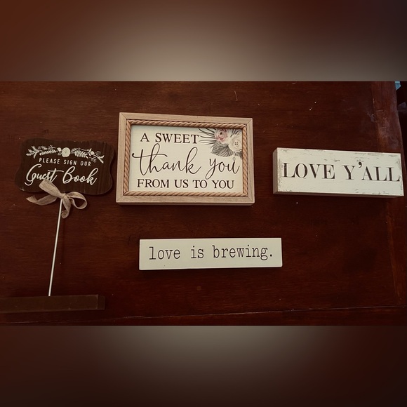 Decorative Wooden Sign Set rustic wedding - Picture 1 of 1